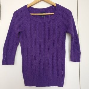 American Eagle Women's Purple Cable Knit Sweater